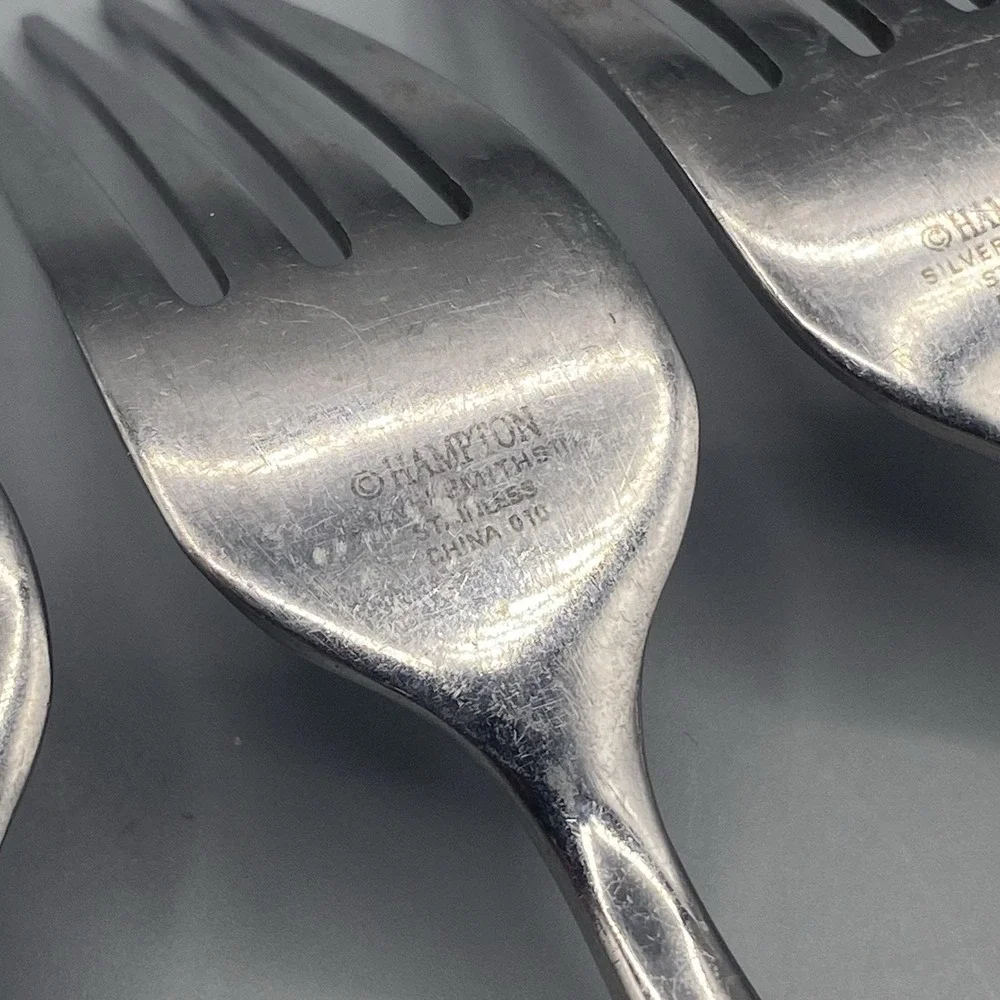 Hampton Silversmiths OPTIMUM  4pcs Salad Forks Frosted Stainless Flatware 6-7/8